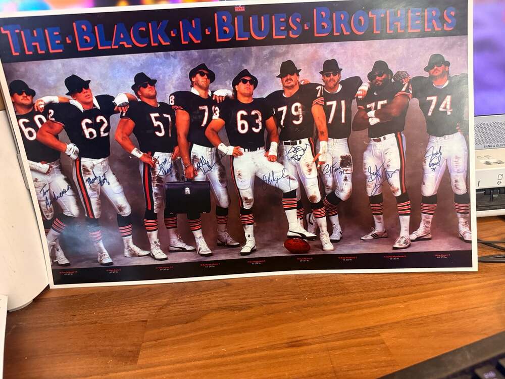 Vintage 1985 Chicago Bears The Black N Blues Brothers NFL Poster